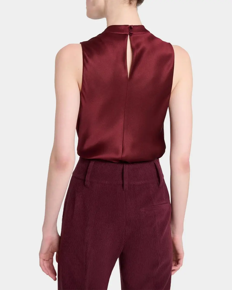 Gabriela Hearst Melina Cowl-Neck Satin Sleeveless Top | Thumbnail 3