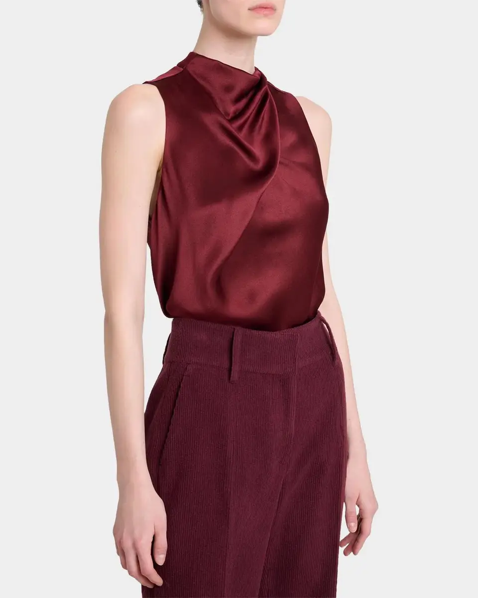 Gabriela Hearst Melina Cowl-Neck Satin Sleeveless Top | Thumbnail 4