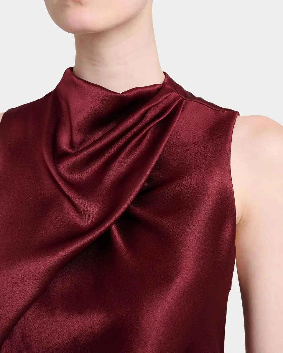 Gabriela Hearst Melina Cowl-Neck Satin Sleeveless Top | Thumbnail 5