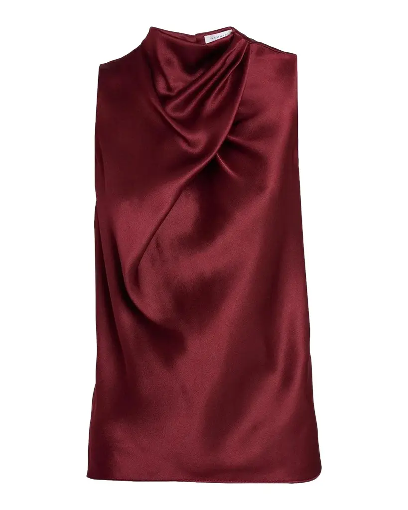 Gabriela Hearst Melina Cowl-Neck Satin Sleeveless Top | Image 1 Gabriela Hearst Melina Cowl-Neck Satin Sleeveless Top | Image 1