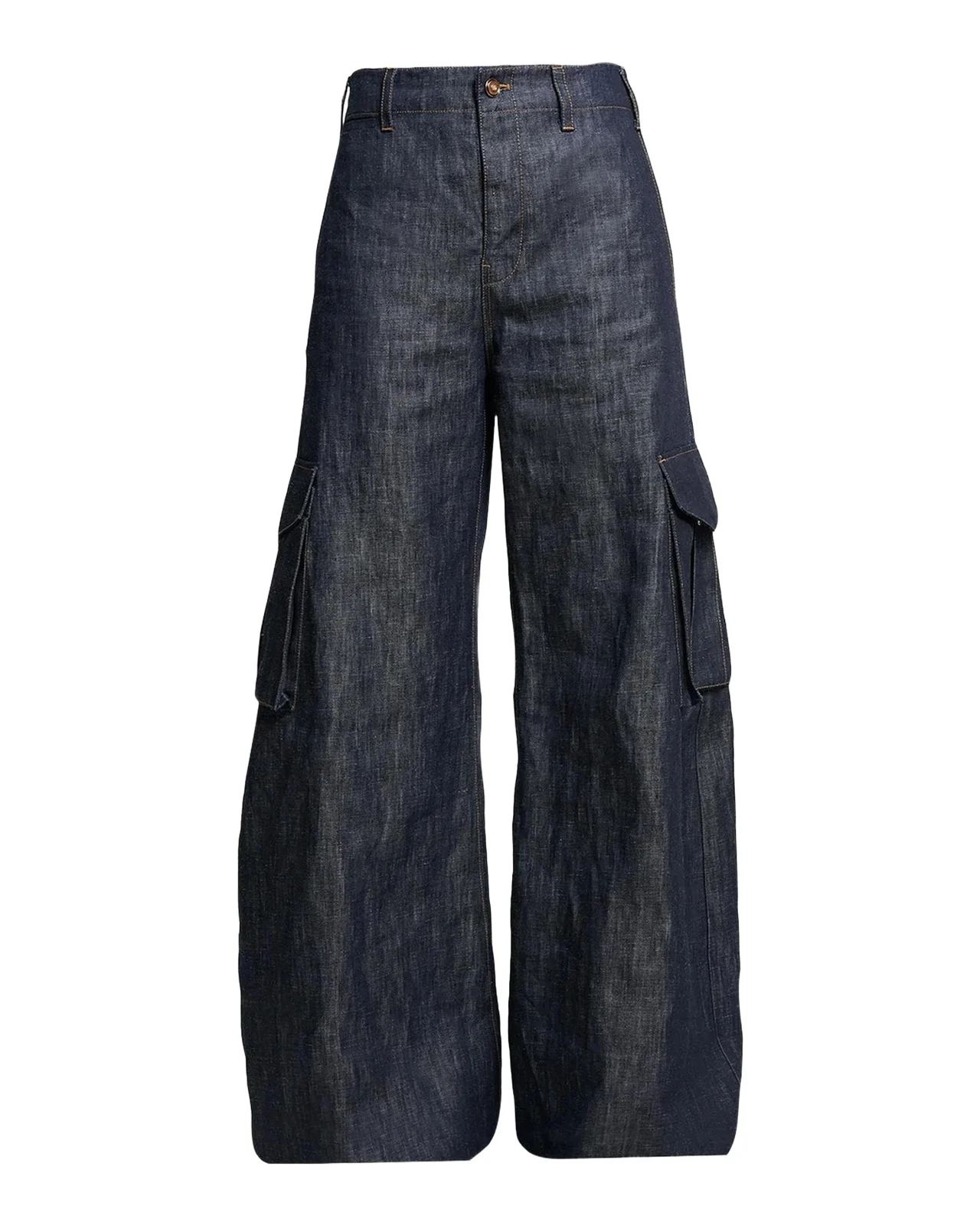Eos Cotton-Linen Sculptural Flared Cargo Pants Eos Cotton-Linen Sculptural Flared Cargo Pants