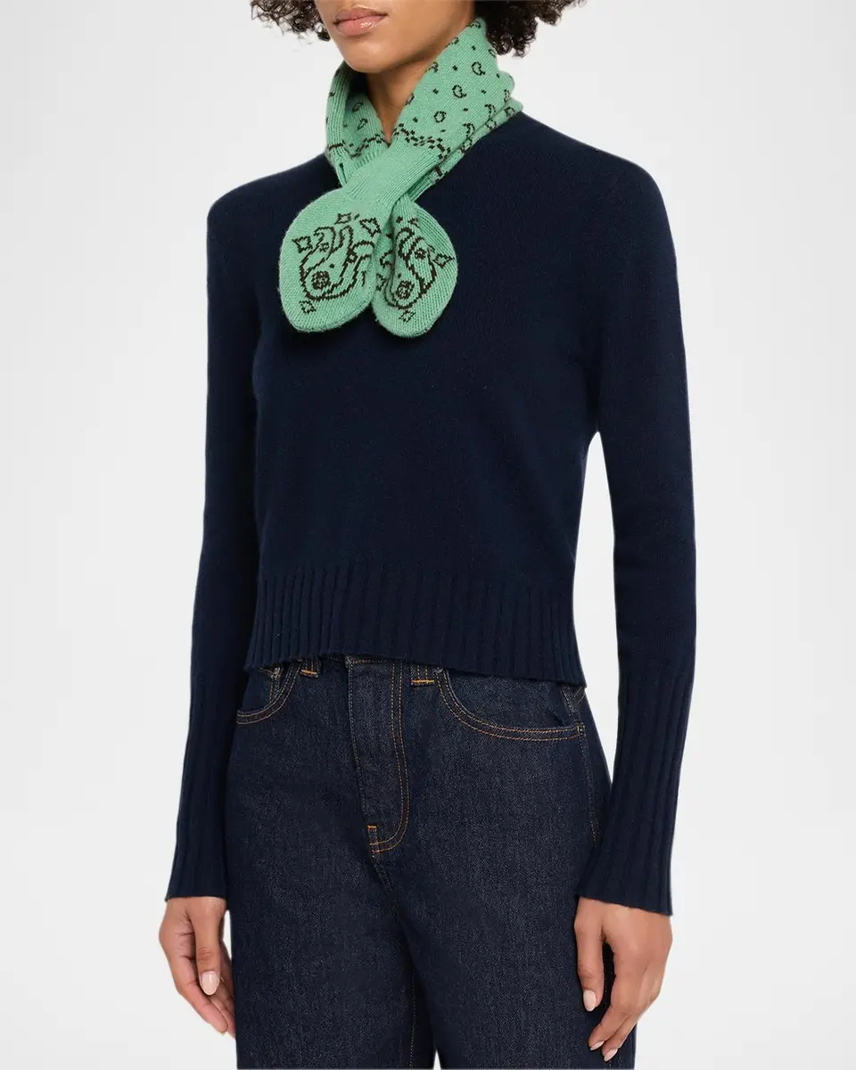 Guest In Residence Bandana Bowtie Wool-Cashmere Scarf | Thumbnail 3