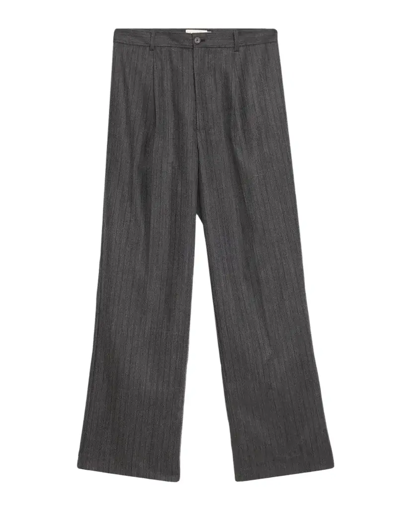 Frame Men's Wool Stripe Wide-Leg Trousers | Image 1 Frame Men's Wool Stripe Wide-Leg Trousers | Image 1