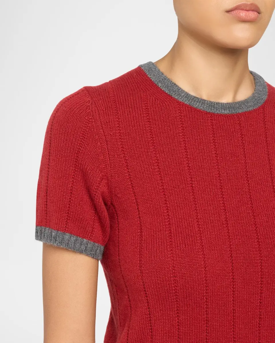 Guest In Residence Rib-Knit Cashmere Ringer T-Shirt | Thumbnail 5 Guest In Residence Rib-Knit Cashmere Ringer T-Shirt | Thumbnail 5