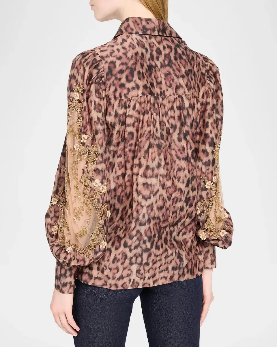 Kobi Halperin Lizzie Beaded Animal-Print Blouse | Thumbnail 3 Kobi Halperin Lizzie Beaded Animal-Print Blouse | Thumbnail 3