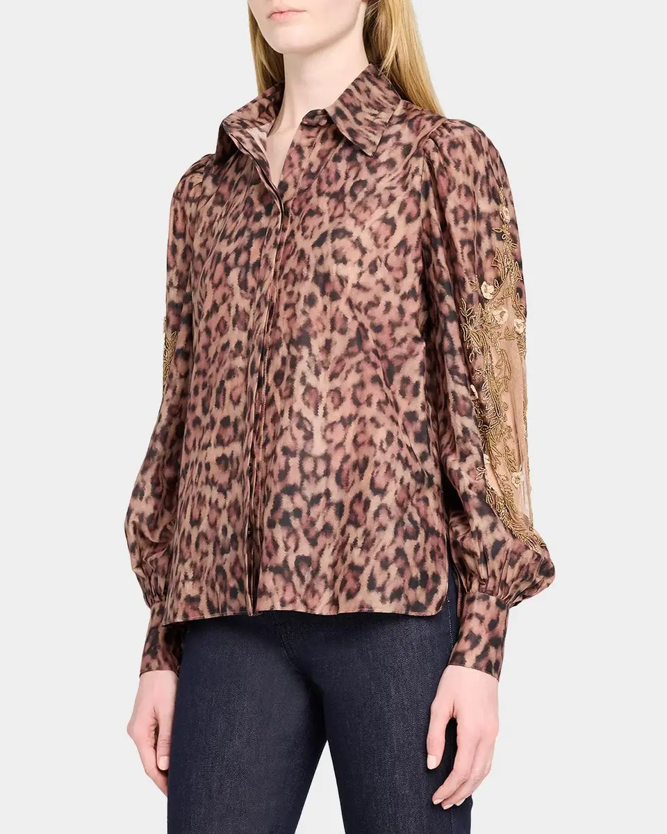 Kobi Halperin Lizzie Beaded Animal-Print Blouse | Thumbnail 4 Kobi Halperin Lizzie Beaded Animal-Print Blouse | Thumbnail 4