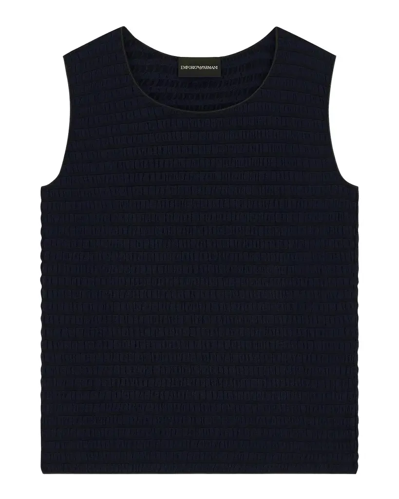 Emporio Armani Textured Jacquard Jersey Tank Top | Image 1 Emporio Armani Textured Jacquard Jersey Tank Top | Image 1