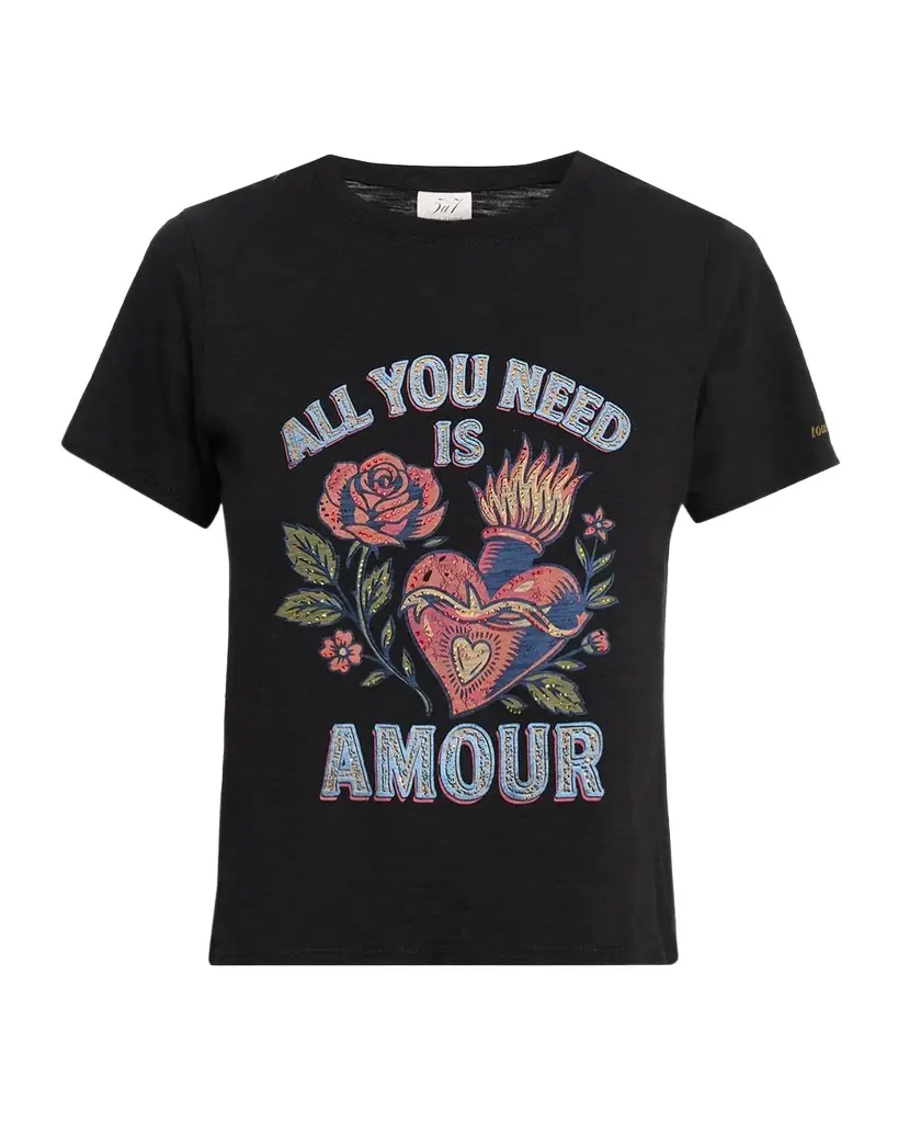 Cinq à Sept All You Need Is Amour Graphic Cotton T-Shirt