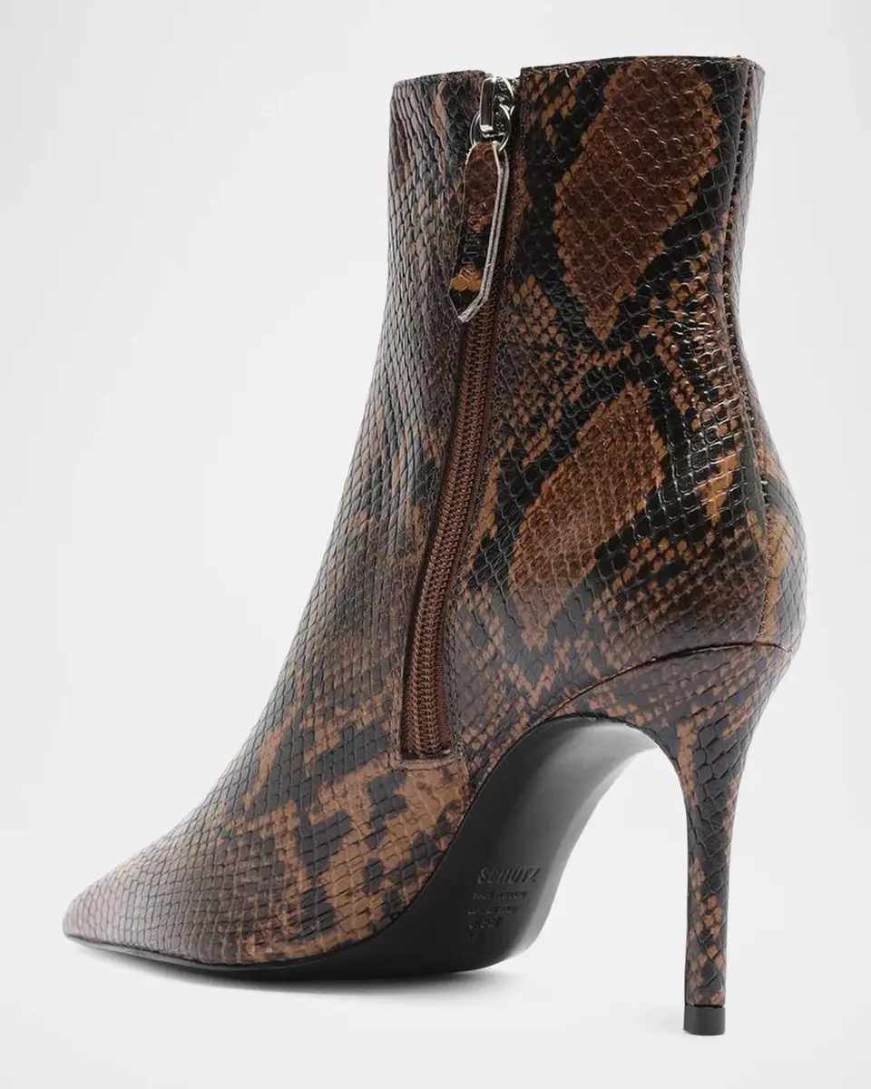 Schutz Mikki Snake-Print Leather Ankle Boots | Thumbnail 3