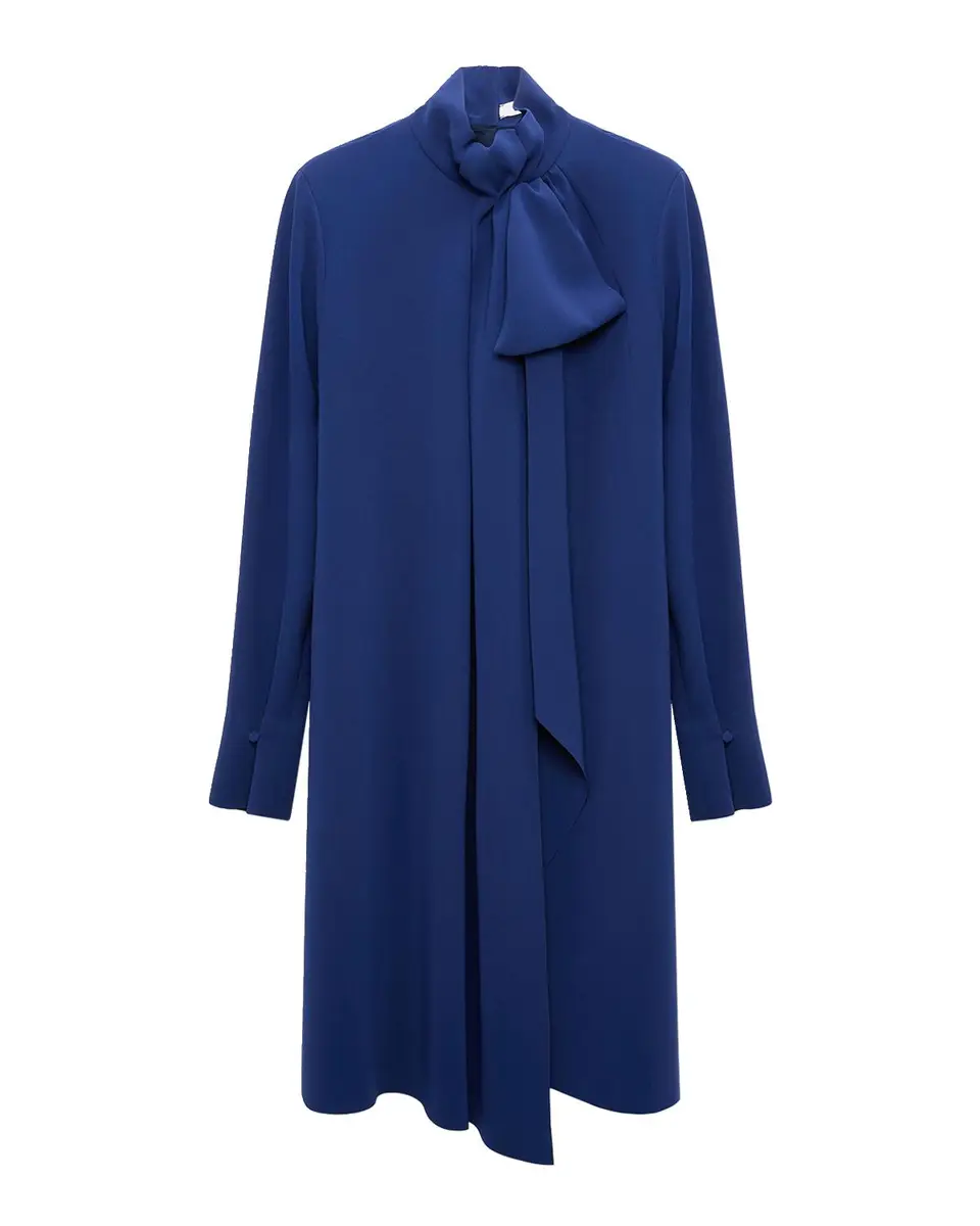 Dorothee Schumacher Statement Drape Tie-Neck Crepe Midi Dress | Thumbnail 3
