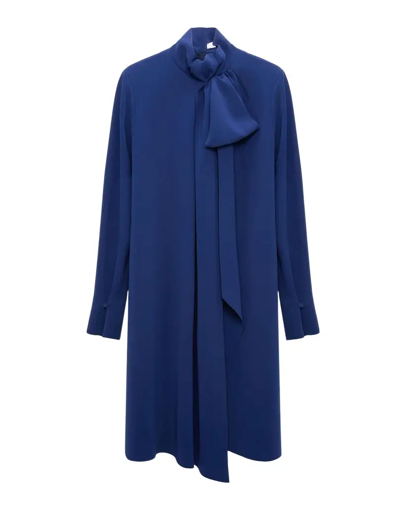 Dorothee Schumacher Statement Drape Tie-Neck Crepe Midi Dress