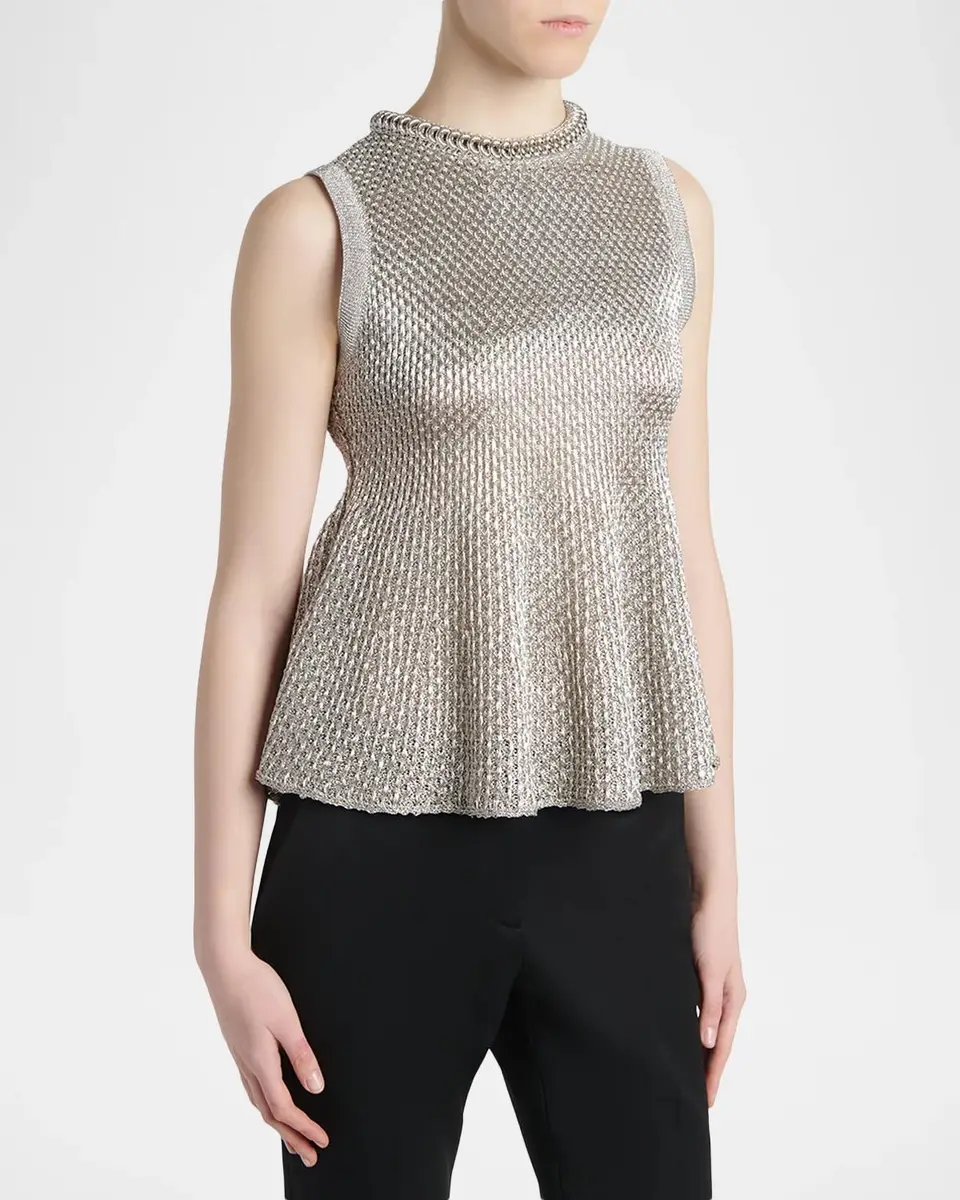 Alexander McQueen Woven Metallic Peplum Top | Thumbnail 4 Alexander McQueen Woven Metallic Peplum Top | Thumbnail 4