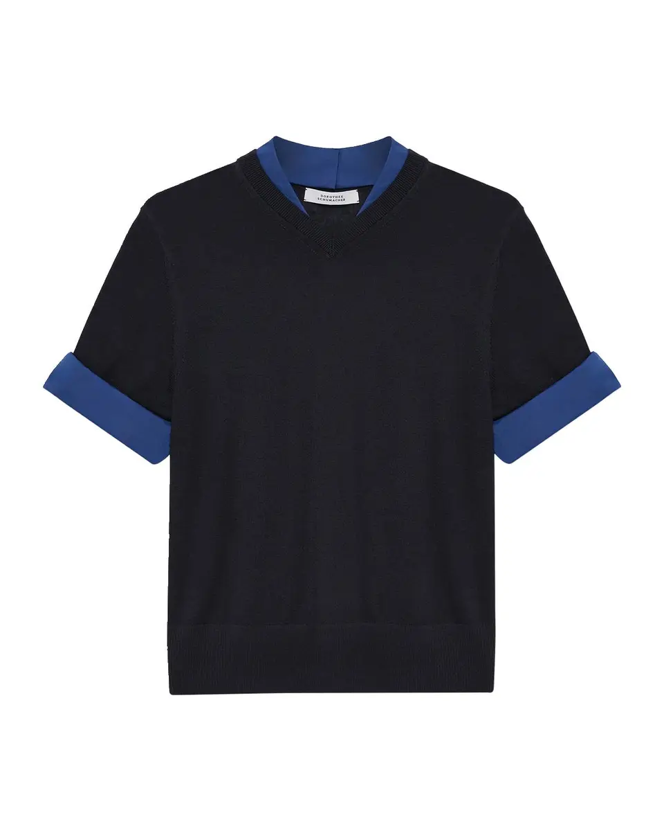 Dorothee Schumacher Chic Merino Poplin-Trim Knit Pullover | Thumbnail 3 Dorothee Schumacher Chic Merino Poplin-Trim Knit Pullover | Thumbnail 3