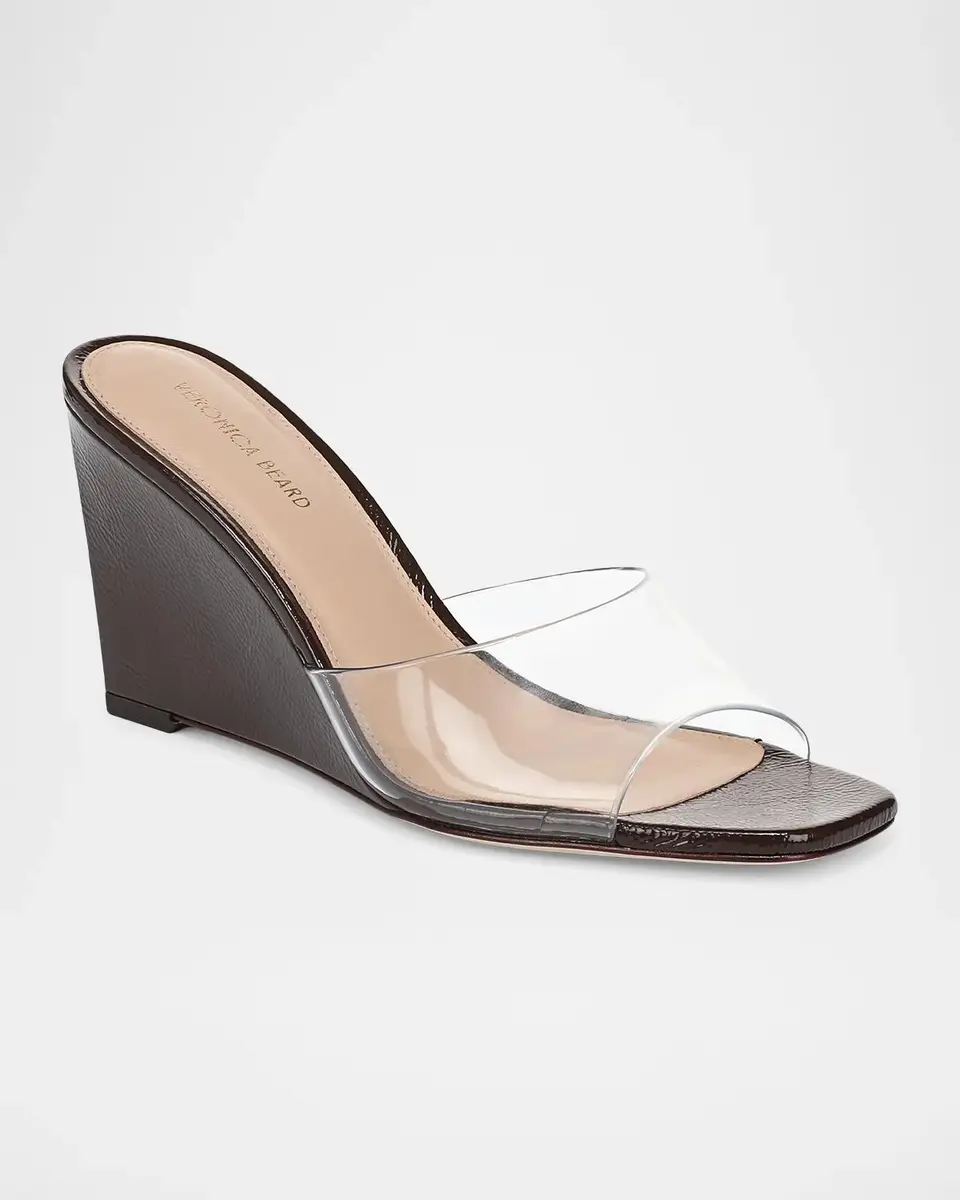 Veronica Beard 85mm Asha PVC Wedge Sandals | Thumbnail 2 Veronica Beard 85mm Asha PVC Wedge Sandals | Thumbnail 2