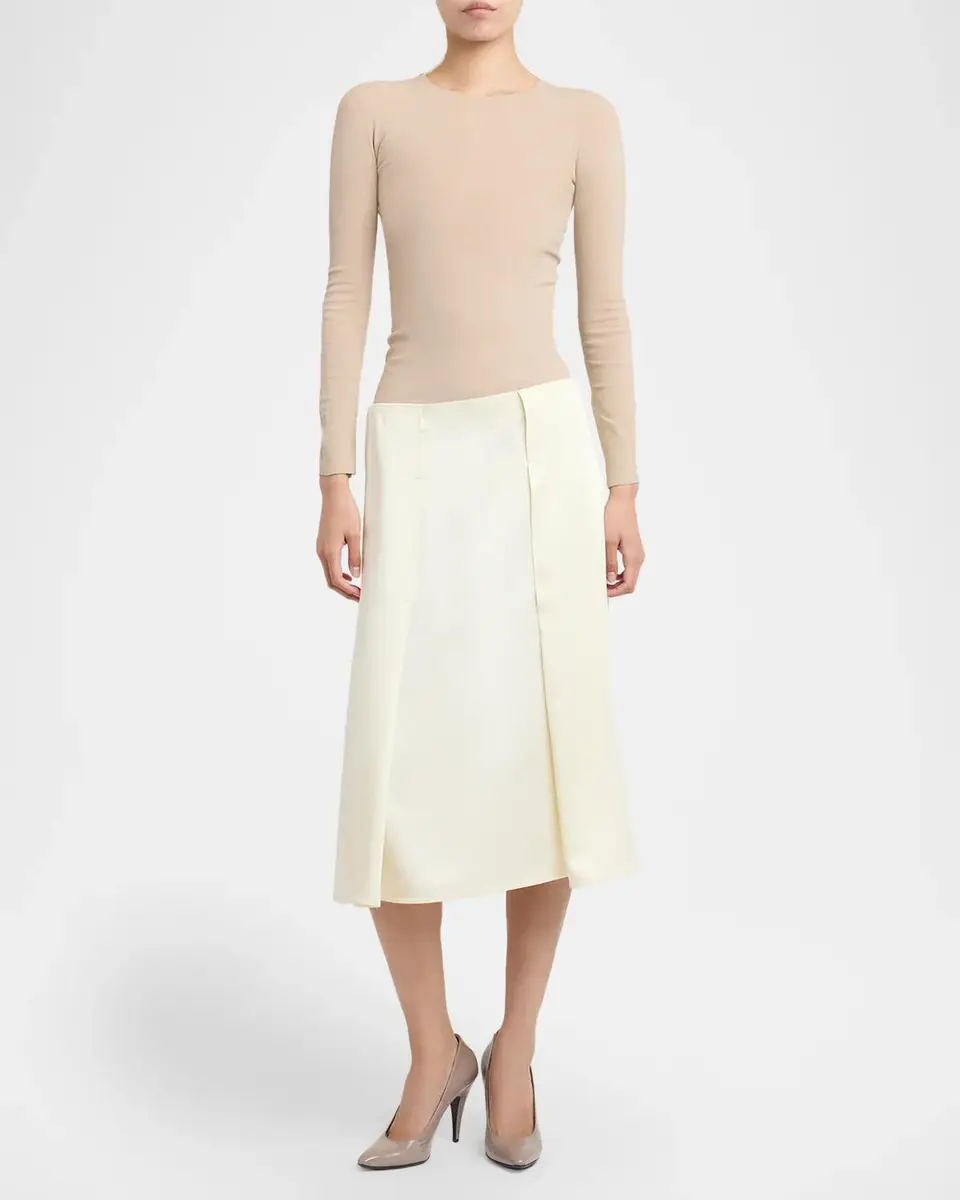 Jil Sander Side Paneled Wool Sable Midi Skirt | Thumbnail 2 Jil Sander Side Paneled Wool Sable Midi Skirt | Thumbnail 2