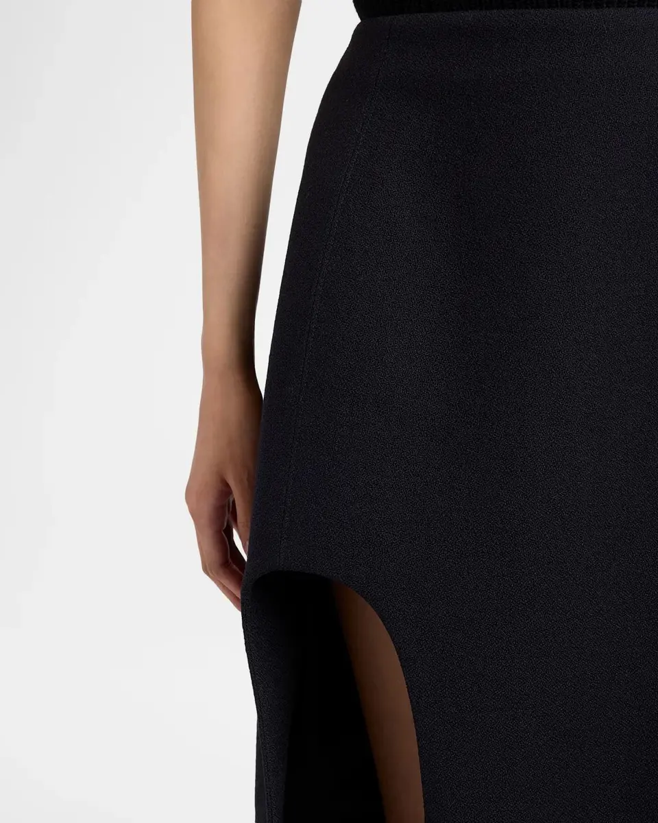 Jil Sander Curved Slit Wool Crepe Midi Skirt | Thumbnail 4 Jil Sander Curved Slit Wool Crepe Midi Skirt | Thumbnail 4
