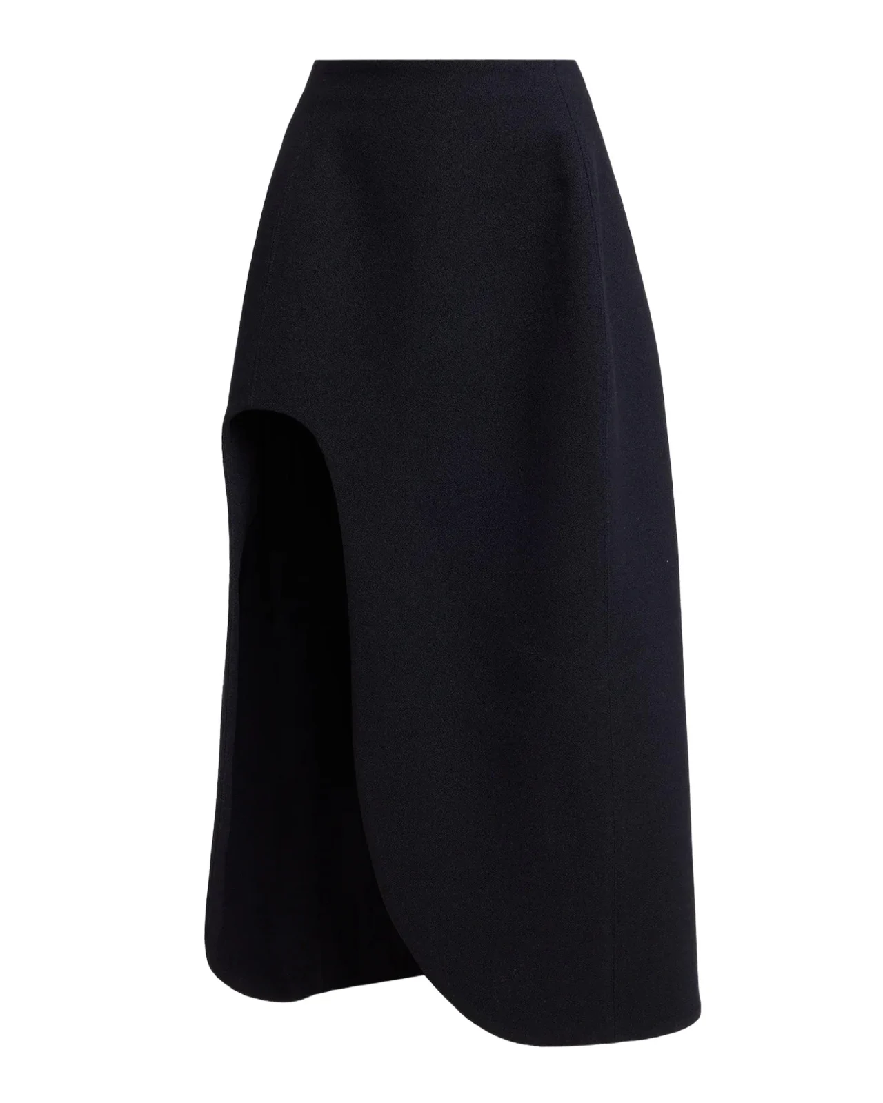 Curved Slit Wool Crepe Midi Skirt Curved Slit Wool Crepe Midi Skirt