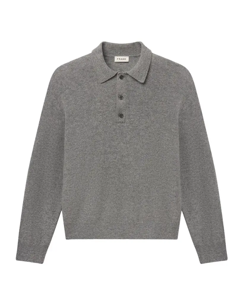 Frame Men's Boiled Wool Polo Sweater | Image 1 Frame Men's Boiled Wool Polo Sweater | Image 1