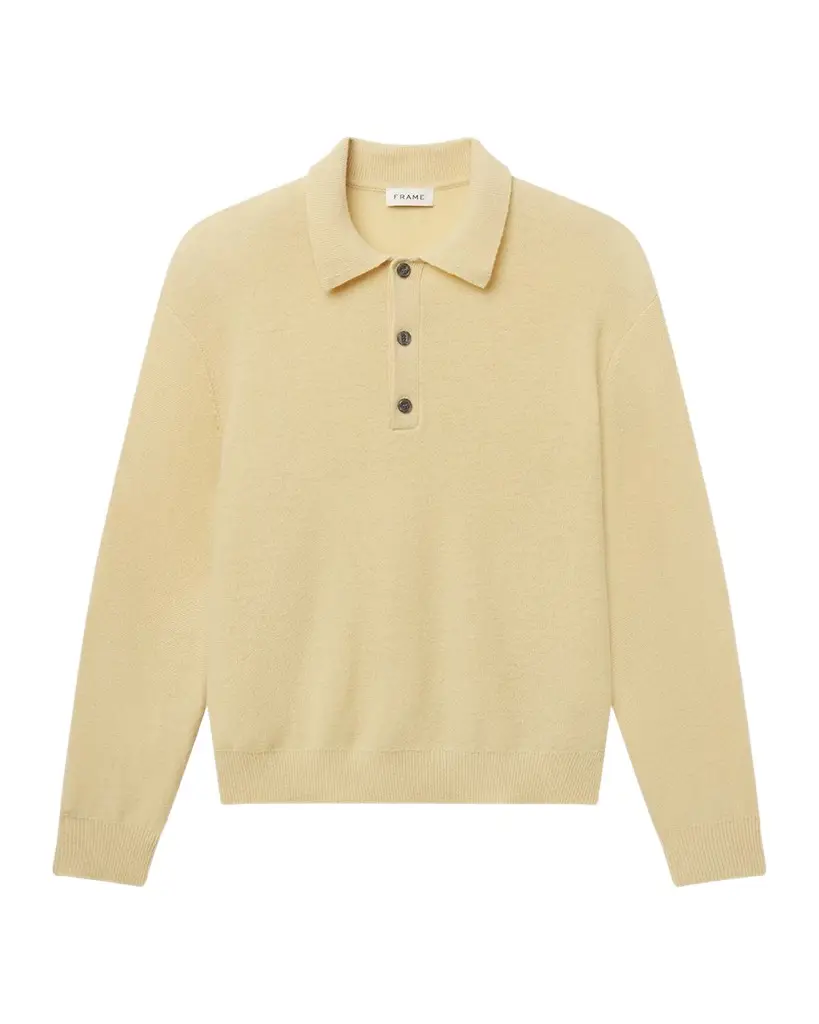 Frame Men's Boiled Wool Polo Sweater | Image 1 Frame Men's Boiled Wool Polo Sweater | Image 1