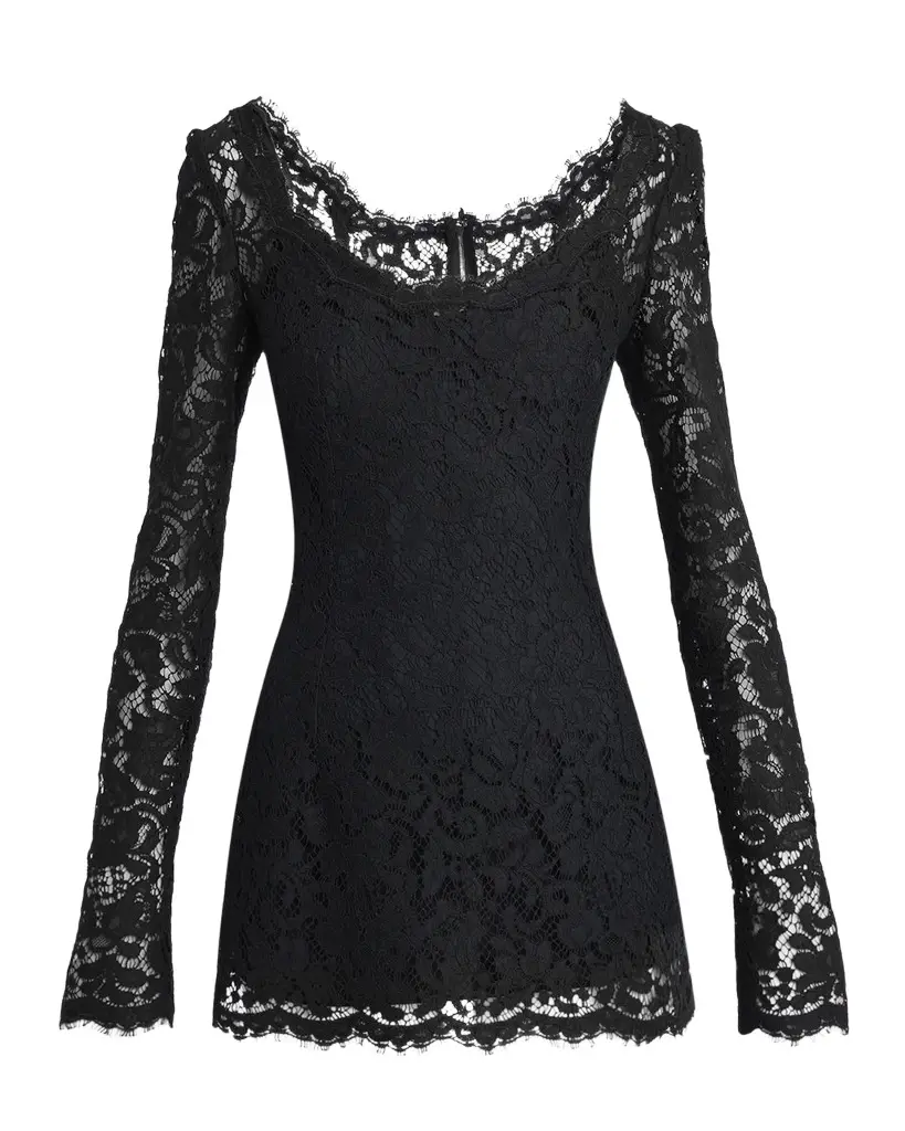 Dolce & Gabbana Long-Sleeve Lace Mini Dress | Image 1 Dolce & Gabbana Long-Sleeve Lace Mini Dress | Image 1