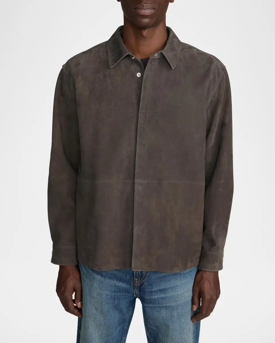 Frame Men's Suede Snap-Front Shirt | Thumbnail 4 Frame Men's Suede Snap-Front Shirt | Thumbnail 4