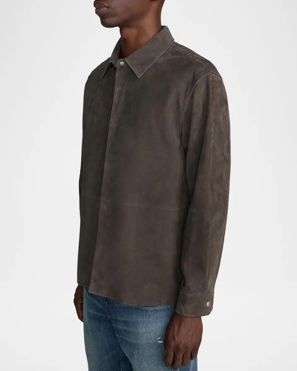 Frame Men's Suede Snap-Front Shirt | Thumbnail 6 Frame Men's Suede Snap-Front Shirt | Thumbnail 6