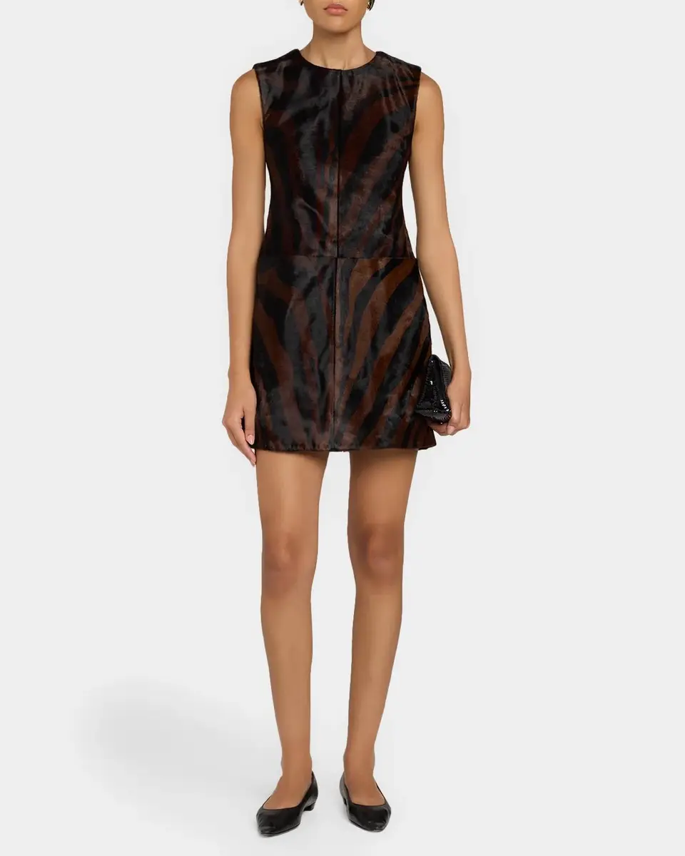 Simkhai Sonoma Zebra-Striped Leather Mini Dress | Thumbnail 2 Simkhai Sonoma Zebra-Striped Leather Mini Dress | Thumbnail 2