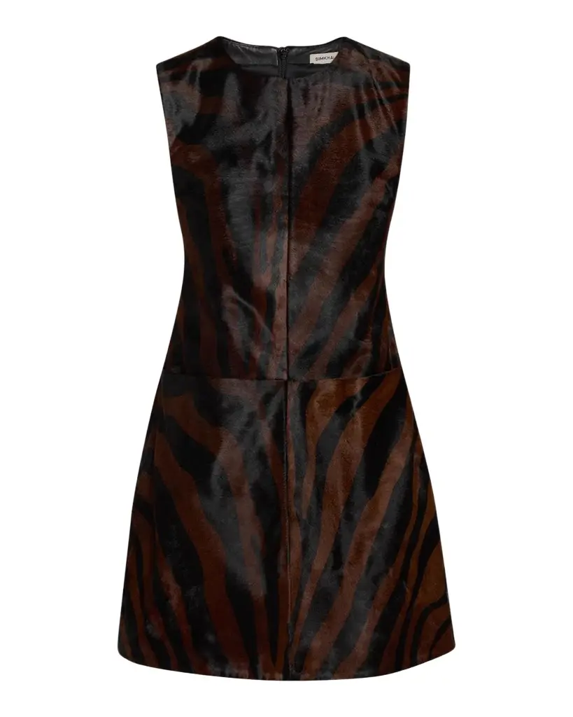 Simkhai Sonoma Zebra-Striped Leather Mini Dress