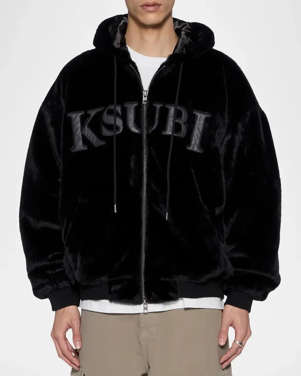 Ksubi Men's Walkout Logo Faux-Fur Hooded Jacket | Thumbnail 4