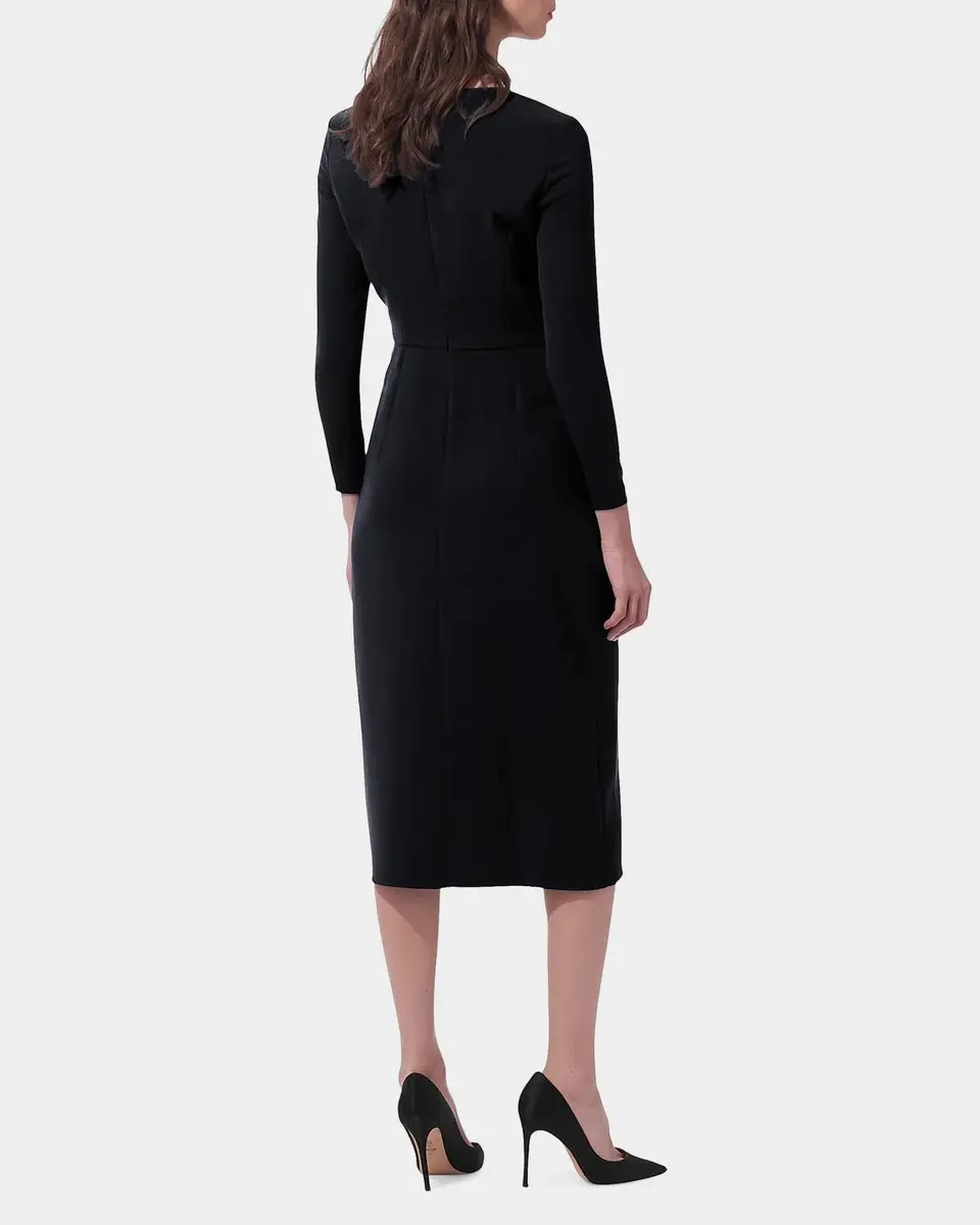 Carolina Herrera Draped Long-Sleeve Midi Dress | Thumbnail 3 Carolina Herrera Draped Long-Sleeve Midi Dress | Thumbnail 3