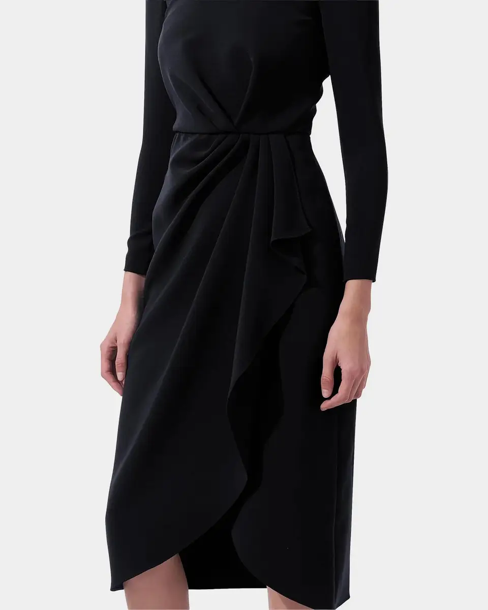 Carolina Herrera Draped Long-Sleeve Midi Dress | Thumbnail 4 Carolina Herrera Draped Long-Sleeve Midi Dress | Thumbnail 4