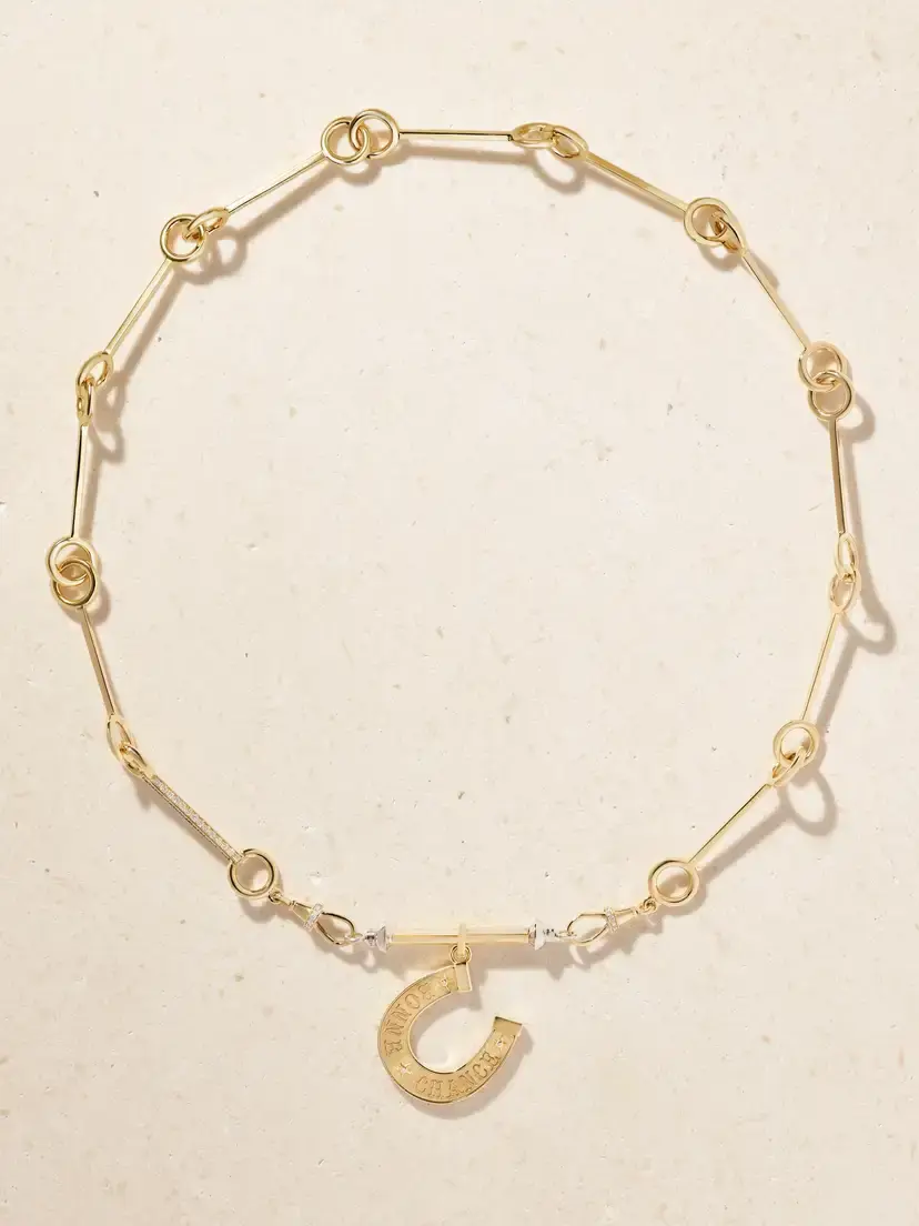 Marie Lichtenberg Small Bonne Chance 18-karat Yellow And White Gold Diamond Necklace | Thumbnail 4 Marie Lichtenberg Small Bonne Chance 18-karat Yellow And White Gold Diamond Necklace | Thumbnail 4