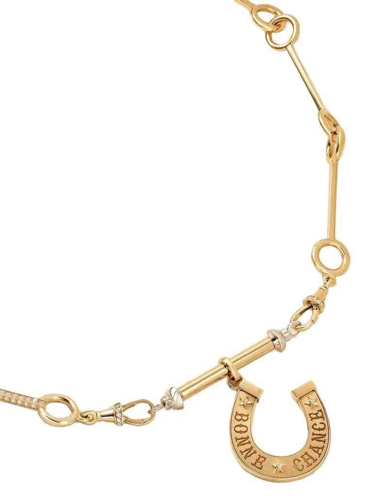 Small Bonne Chance 18-karat Yellow And White Gold Diamond Necklace Small Bonne Chance 18-karat Yellow And White Gold Diamond Necklace