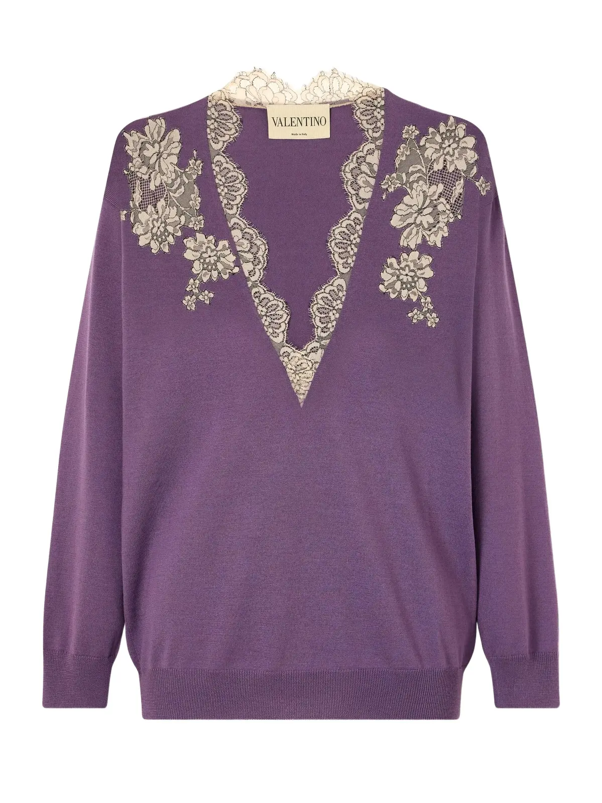 Lace-trimmed Virgin Wool Sweater