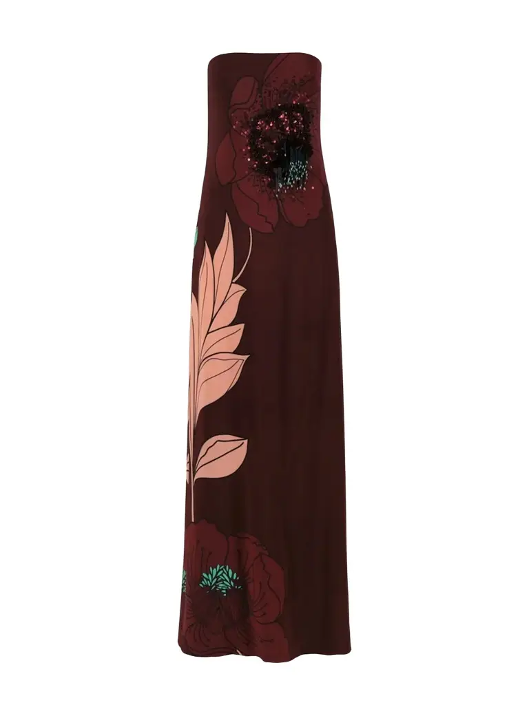 Johanna Ortiz Petals Strapless Maxi Dress