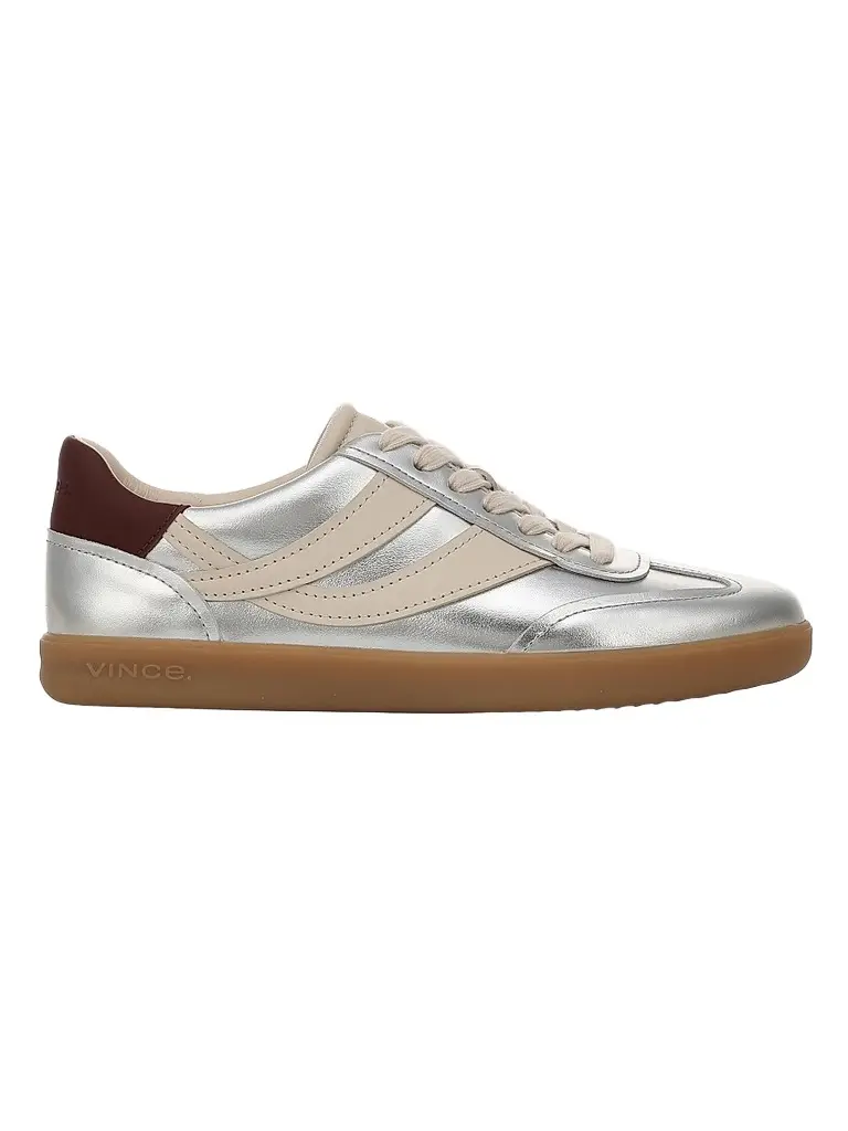 Vince Women's Oasis Leather Low-Top Sneakers - Silver Flax | Image 1 Vince Women's Oasis Leather Low-Top Sneakers - Silver Flax | Image 1