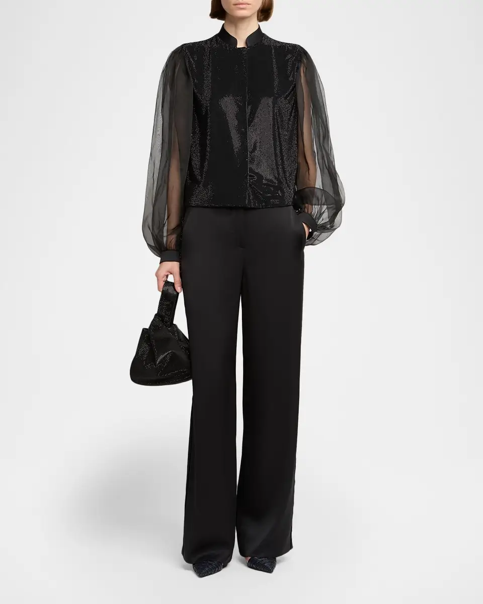 Giorgio Armani Embellished Balloon-Sleeve Silk Shirt | Thumbnail 2