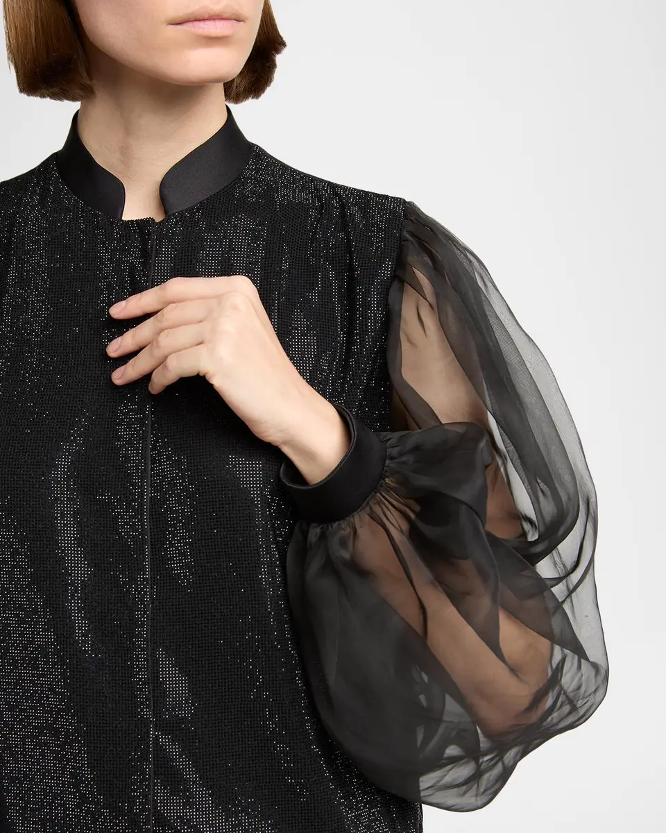 Giorgio Armani Embellished Balloon-Sleeve Silk Shirt | Thumbnail 5