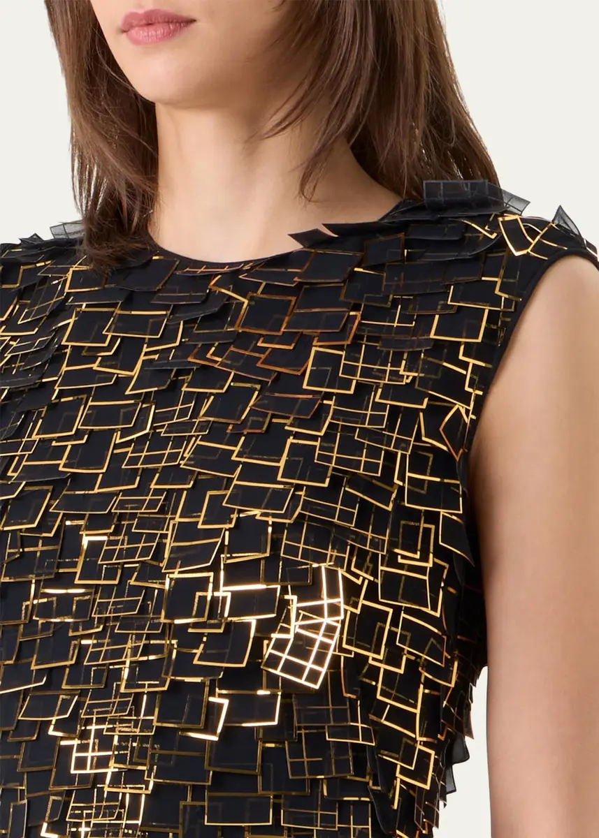 Akris Metallic Organza Tiles Sleeveless Column Gown | Thumbnail 5 Akris Metallic Organza Tiles Sleeveless Column Gown | Thumbnail 5
