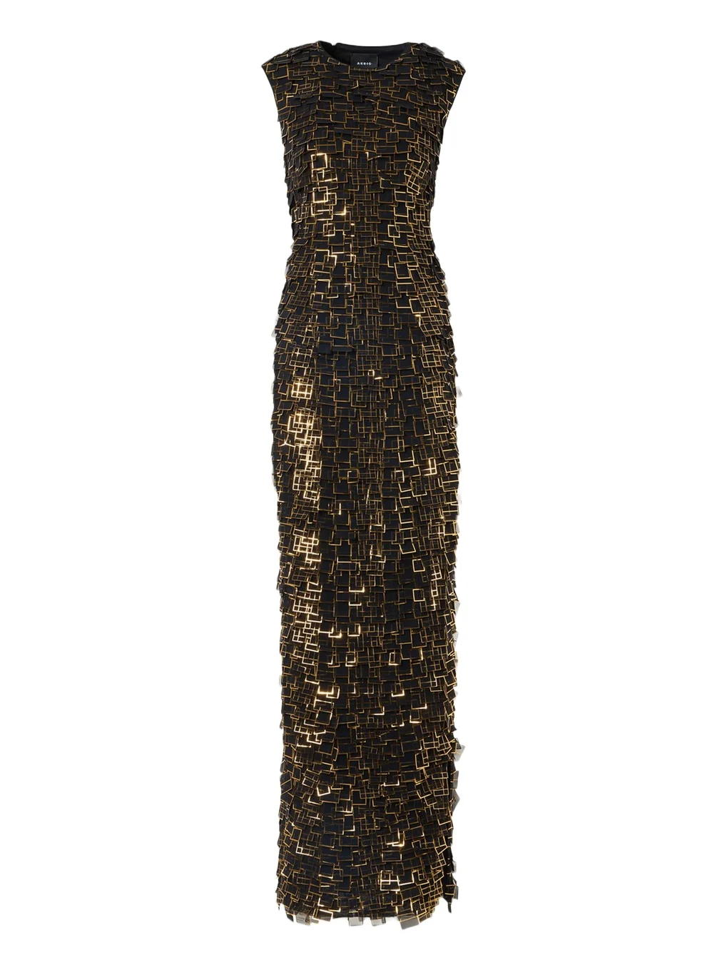 Metallic Organza Tiles Sleeveless Column Gown Metallic Organza Tiles Sleeveless Column Gown
