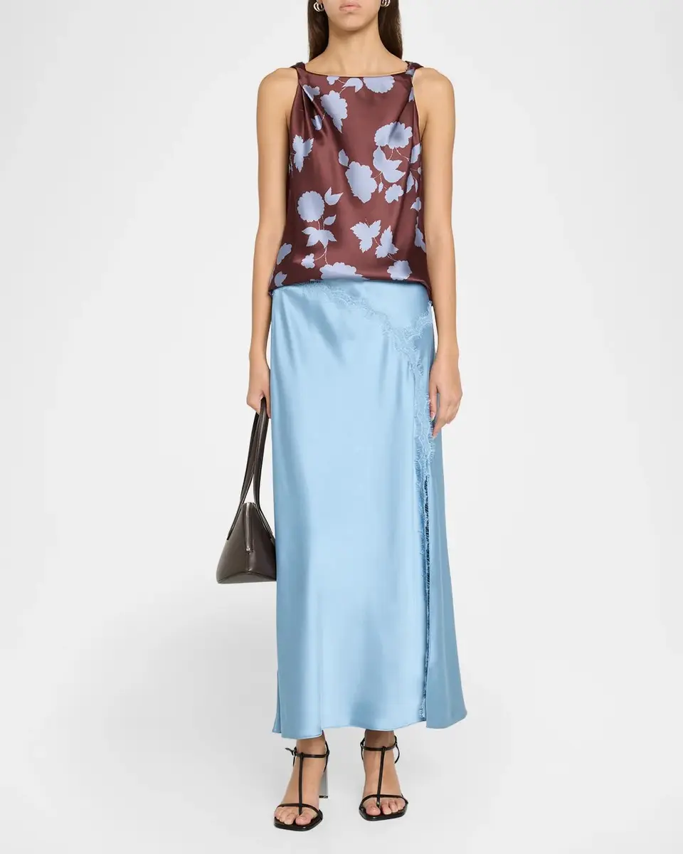 TANYA TAYLOR Penny Twisted-Shoulder Sleeveless Satin Top | Thumbnail 2 TANYA TAYLOR Penny Twisted-Shoulder Sleeveless Satin Top | Thumbnail 2