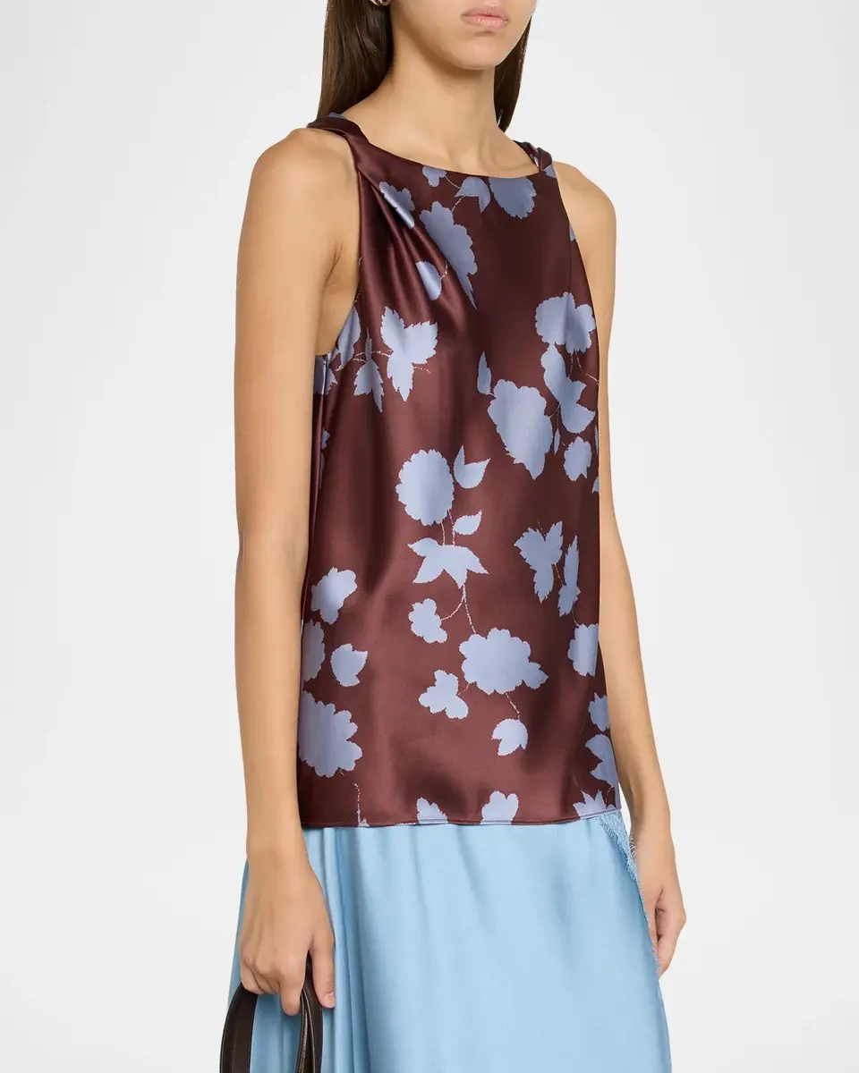 TANYA TAYLOR Penny Twisted-Shoulder Sleeveless Satin Top | Thumbnail 4 TANYA TAYLOR Penny Twisted-Shoulder Sleeveless Satin Top | Thumbnail 4