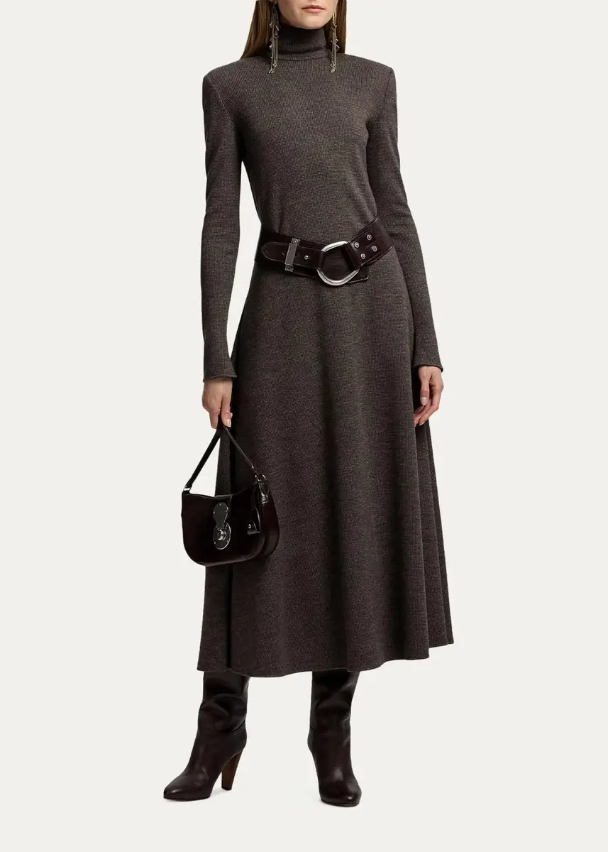 Ralph Lauren Collection Emmerson Turtleneck Tick-Weave Jersey Midi Day Dress | Thumbnail 2 Ralph Lauren Collection Emmerson Turtleneck Tick-Weave Jersey Midi Day Dress | Thumbnail 2