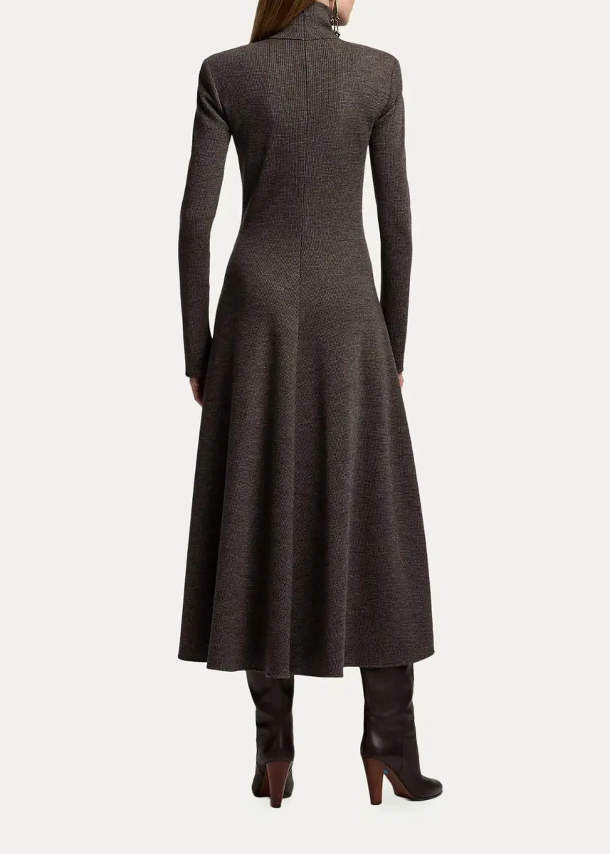 Ralph Lauren Collection Emmerson Turtleneck Tick-Weave Jersey Midi Day Dress | Thumbnail 3 Ralph Lauren Collection Emmerson Turtleneck Tick-Weave Jersey Midi Day Dress | Thumbnail 3