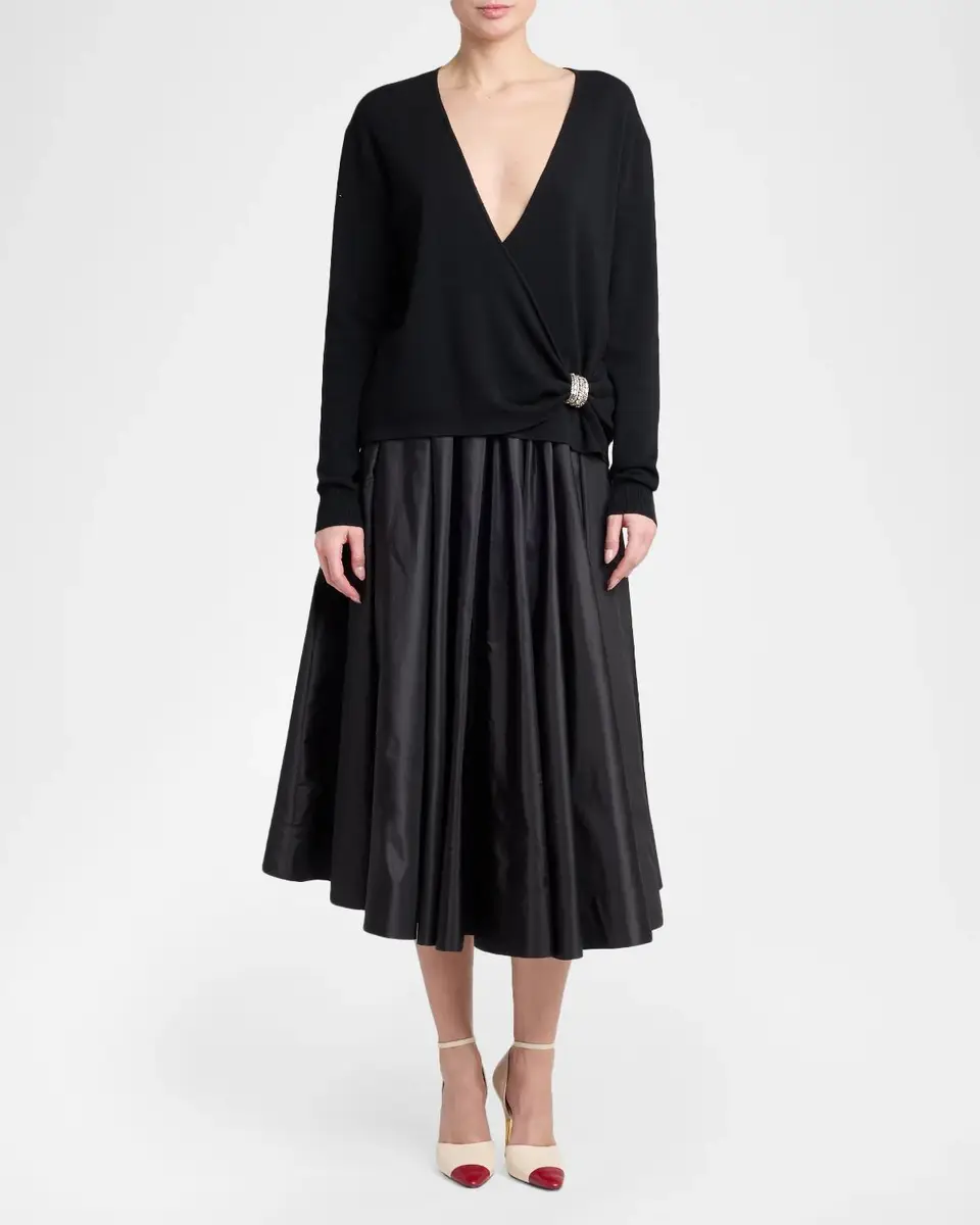 Valentino Garavani Crystal Embroidered Wrap Sweater | Thumbnail 2 Valentino Garavani Crystal Embroidered Wrap Sweater | Thumbnail 2