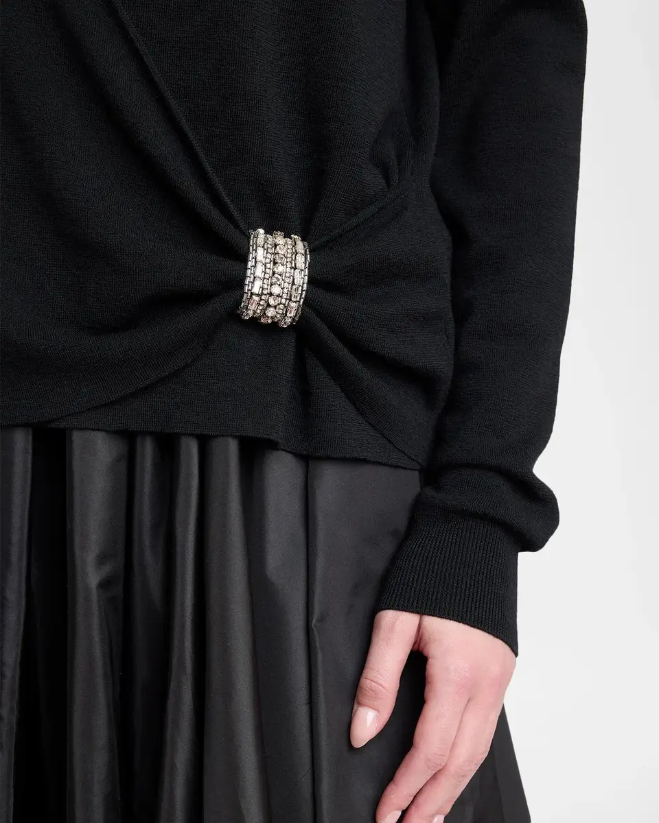 Valentino Garavani Crystal Embroidered Wrap Sweater | Thumbnail 5 Valentino Garavani Crystal Embroidered Wrap Sweater | Thumbnail 5
