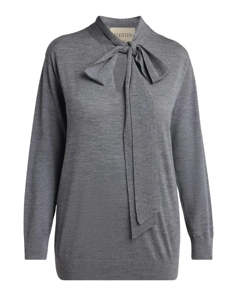 Valentino Garavani Neck-Scarf Wool Knit Sweater | Image 1 Valentino Garavani Neck-Scarf Wool Knit Sweater | Image 1