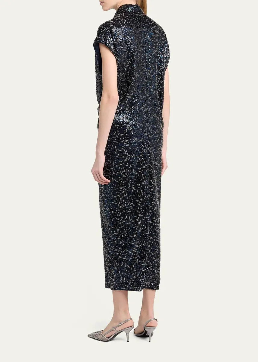 Giorgio Armani Sequined Cap-Sleeve Gathered Dress | Thumbnail 3 Giorgio Armani Sequined Cap-Sleeve Gathered Dress | Thumbnail 3
