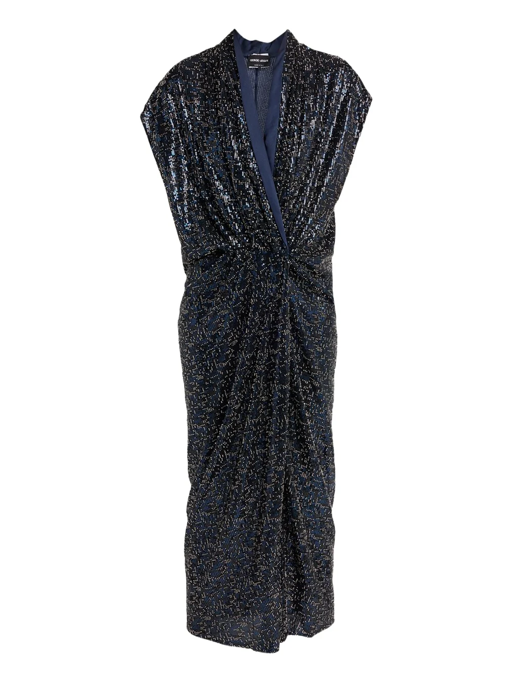Giorgio Armani Sequined Cap-Sleeve Gathered Dress