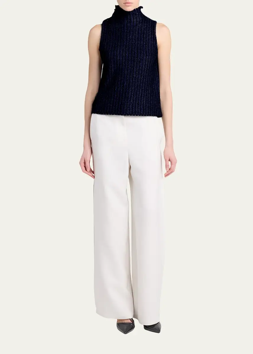 Giorgio Armani Metallic Knit Sleeveless Turtleneck Sweater | Thumbnail 2